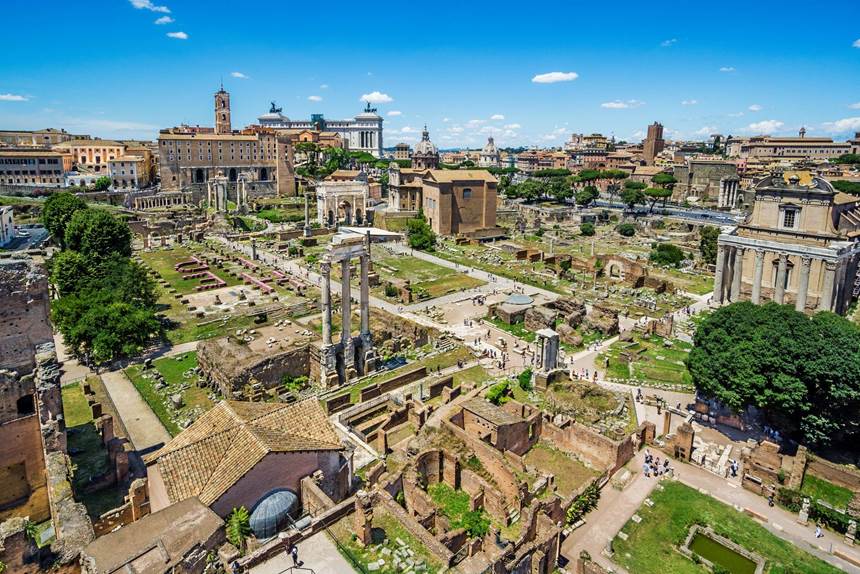 Palatine Hill terraces overlooking the Roman Forum, Rome