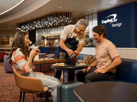 Premium airport lounge seating area