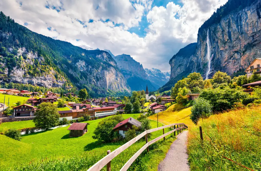 Lauterbrunnen valley and Staubbach Falls