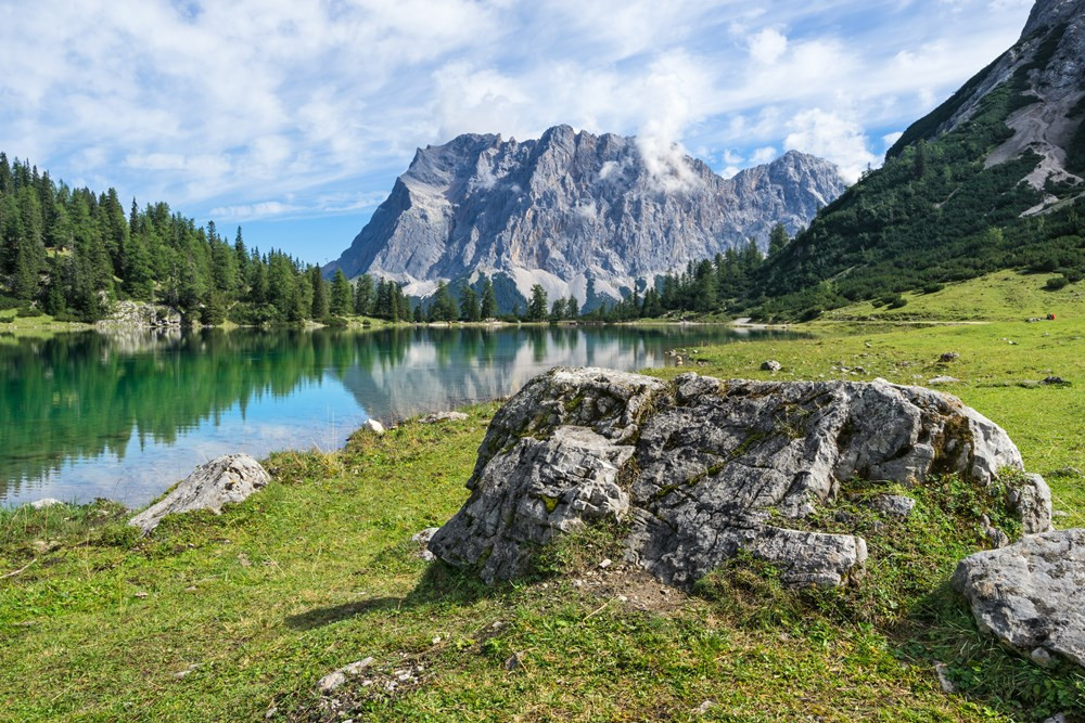 Snow-covered summit of the Zugspitze