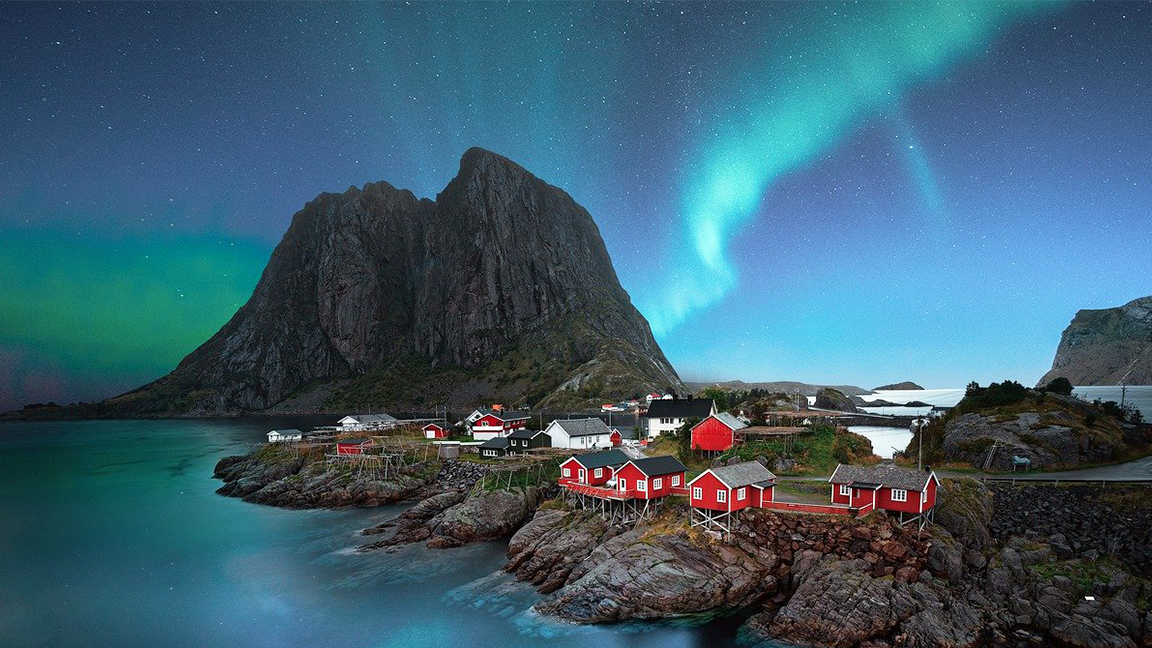 Winter coastline of the northern Lofoten islands
